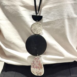 Silver Clio Necklace Δερμάτινο Κολιέ