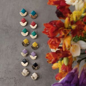 Colourful Lily Earrings Δερμάτινα Σκουλαρίκια