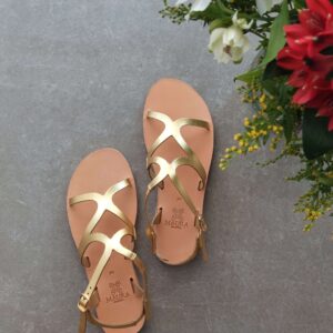 Golden Lace Sandals Δερμάτινα Σανδάλια