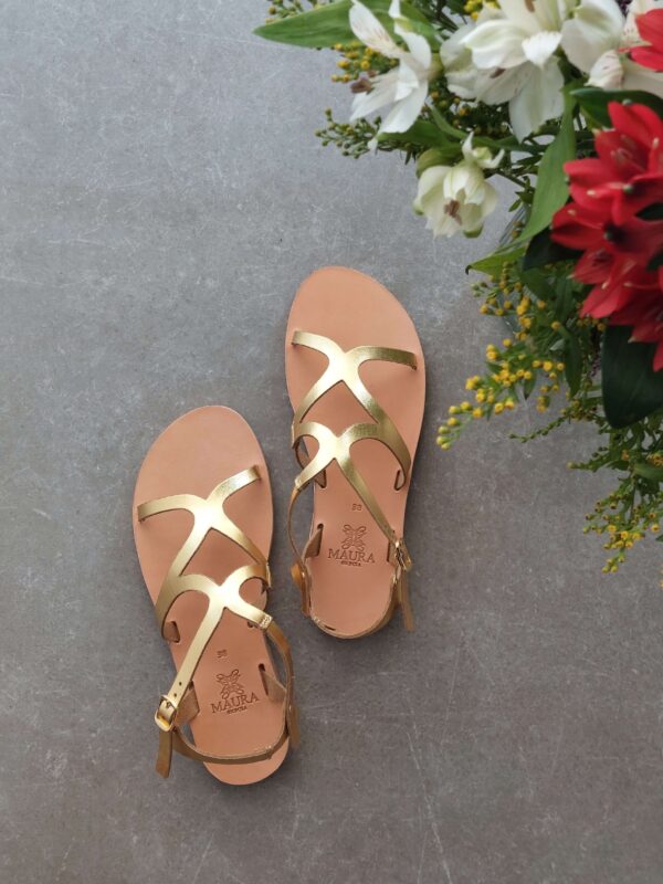 Golden Lace Sandals Δερμάτινα Σανδάλια