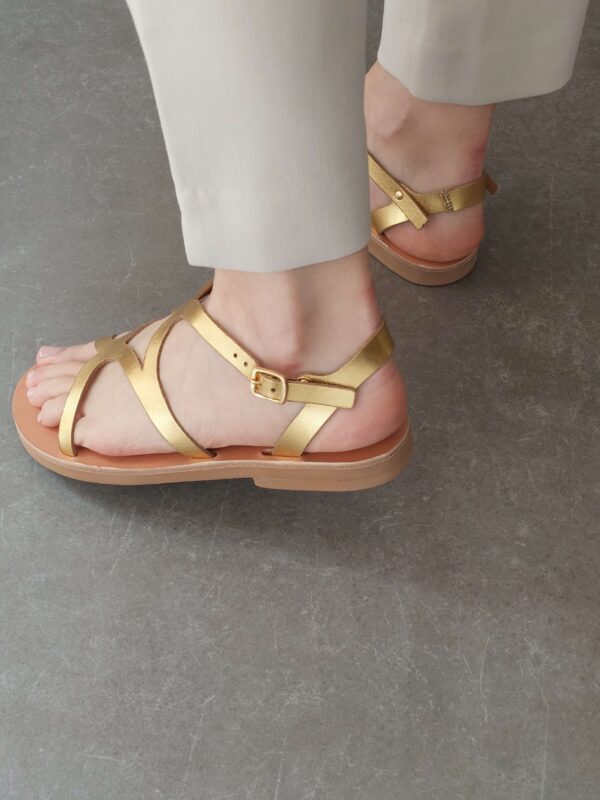 Golden Lace Sandals Δερμάτινα Σανδάλια