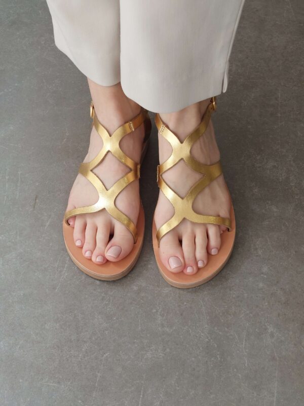 Golden Lace Sandals Δερμάτινα Σανδάλια